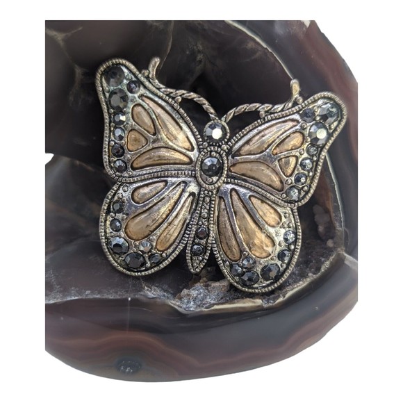 Vintage Butterfly Brooch Multi Metal Marcasite Silver Copper Tone Insect Costume - Picture 2 of 8